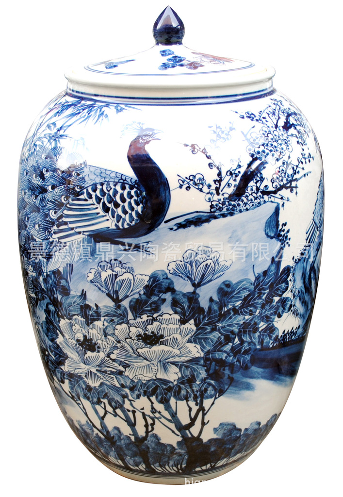 【景德鎮青花瓷300件手繪孔雀圖冬瓜形酒壇杯罐瓶】價格,廠家,圖片,酒類包裝,景德鎮鼎興陶瓷貿易-